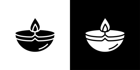 Diwali diya icon Thin line illustration set