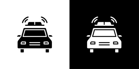 Flashing police car icon Thin line illustration set