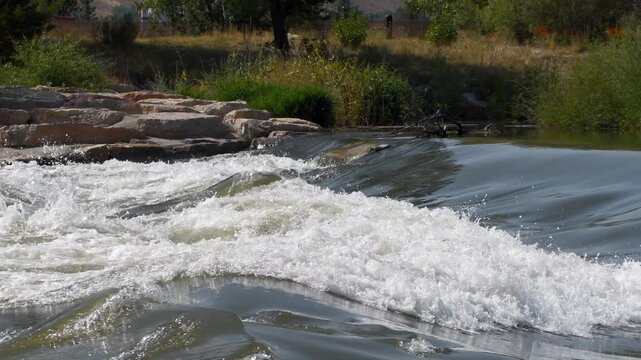 North Platte River runs through Casper, Wyoming with strong currents.