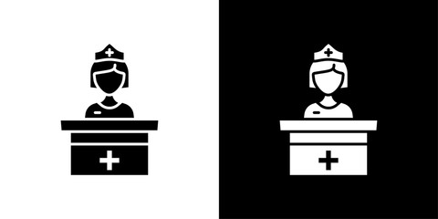 Hospital receptionist icon Thin line illustration set