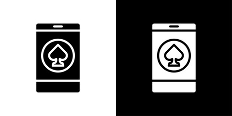 Mobile casino icon Thin line illustration set