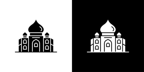 Taj Mahal palace icon Thin line illustration set