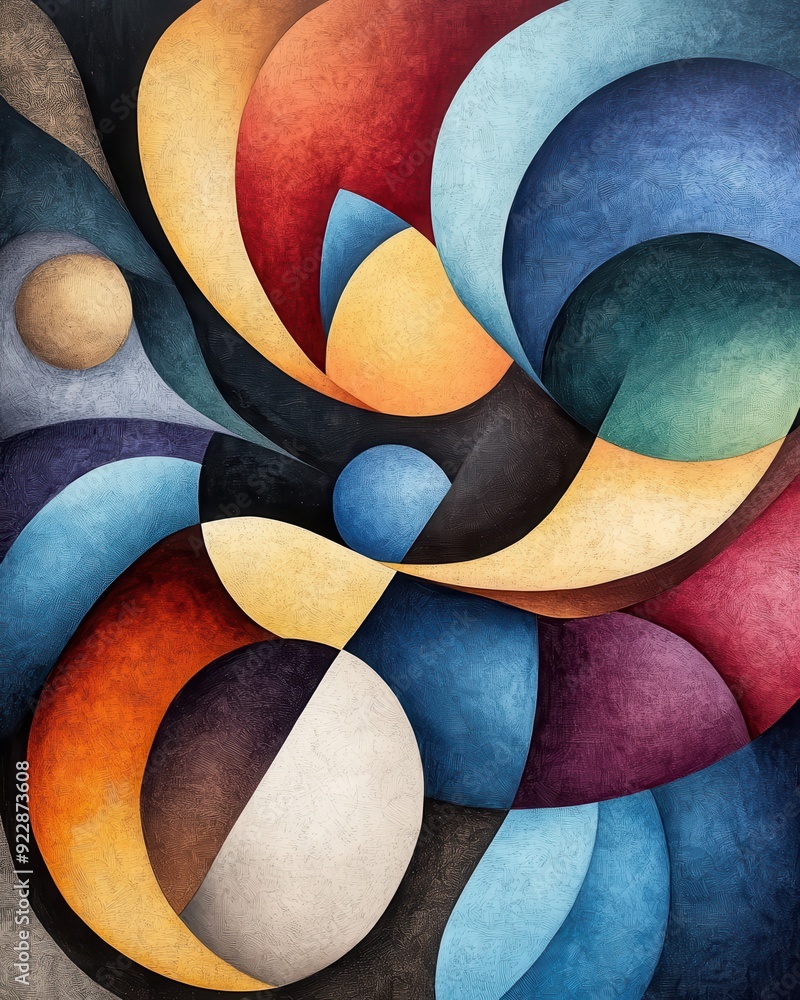 Aufkleber vibrant abstract artwork featuring bold shapes and colors, creating a dynamic visual experience for 