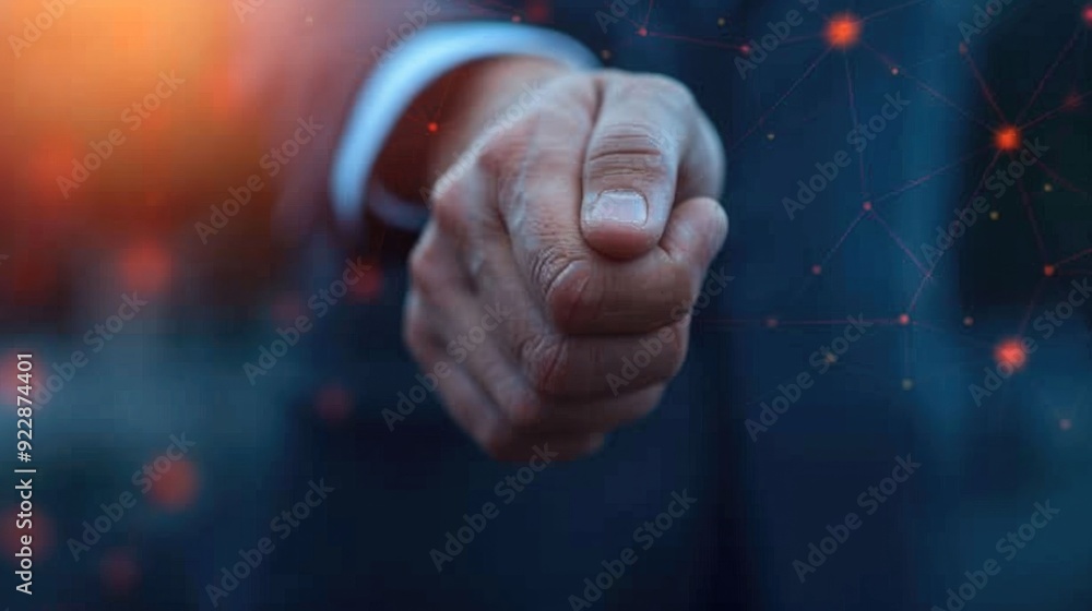 Poster professional business networking with blurred hands shaking at networking events concept of corporat