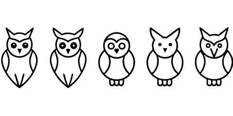 Fototapeta premium Owl icons set of Owl simple icon vector line art illustration
