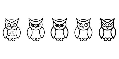 Owl icons set of Owl simple icon vector line art illustration