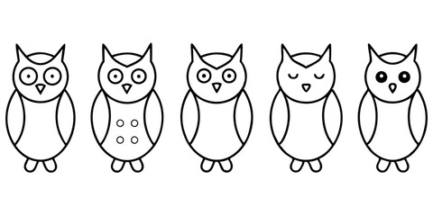 Owl icons set of Owl simple icon vector line art illustration