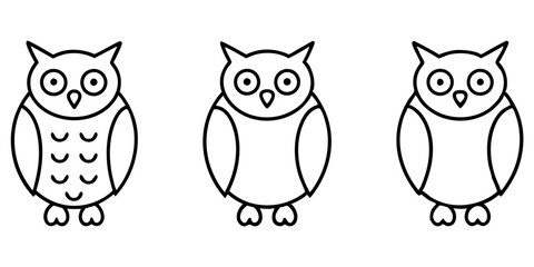 Owl icons set of Owl simple icon vector line art illustration