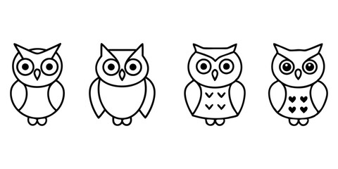 Owl icons set of Owl simple icon vector line art illustration