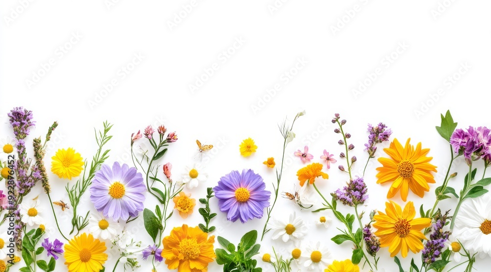 Aufkleber a vibrant and colorful array of various flowers elegantly forms a stunning border, making it perfect