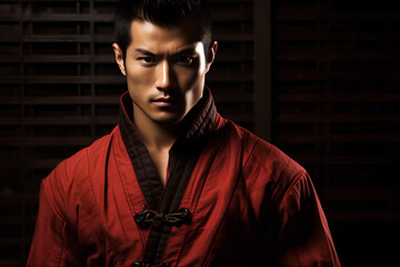Portrait of a styled professional model. Theme, sport oriental martial art.
