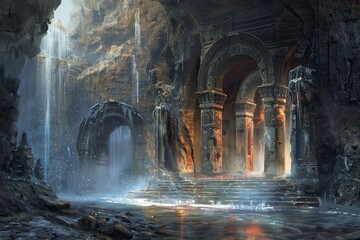 Ancient Temple Entrance in a Cave