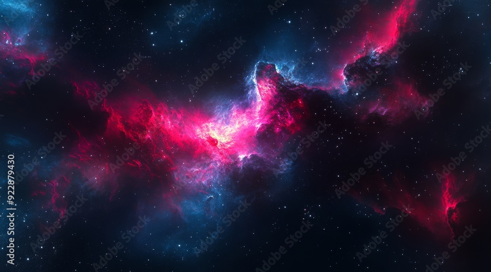 Aufkleber a mesmerizing cosmic nebula displays a captivating array of vibrant pink and blue hues within the va