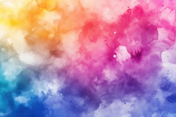 Obraz premium Colorful abstract watercolor painting with splashes of yellow, pink, purple, blue, and white.