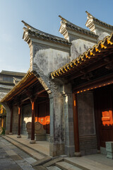 Fototapeta premium Deserted Chinese streets and ancient buildings on both sides.