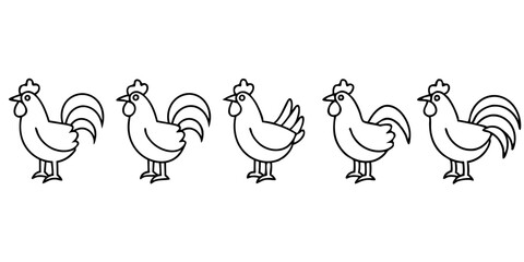 Rooster icons set of Rooster simple icon vector line art illustration