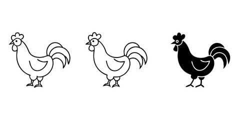 Rooster icons set of Rooster simple icon vector line art illustration
