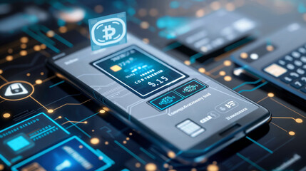 a smooth digital payment process with a smartphone displaying a payment app, online business finance digital transaction 