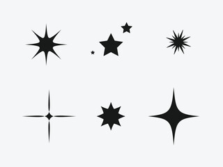 Set of blinking stars, sparks and sparkles