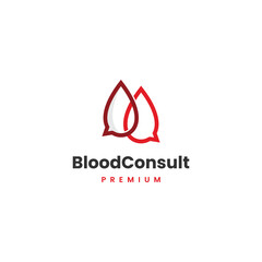 Fototapeta premium Blood Consult logo design concept modern, Blood and Chat Consulting logo icon template