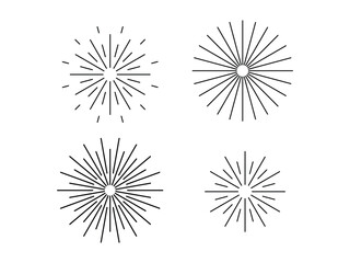 Obraz premium Fireworks icons. Set of 4 geometric shape