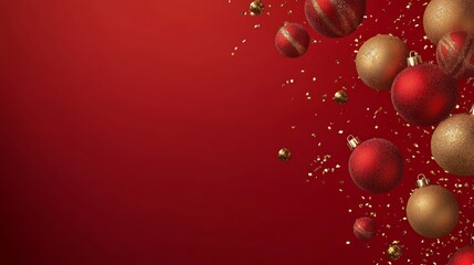 Happy new year Holiday Christmas winter greeting red background with golden elements  banner postcard invitation celebration wallpaper festival 

