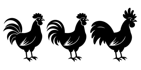 Rooster icons set of Rooster simple icon silhouette vector art illustration