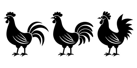 Rooster icons set of Rooster simple icon silhouette vector art illustration