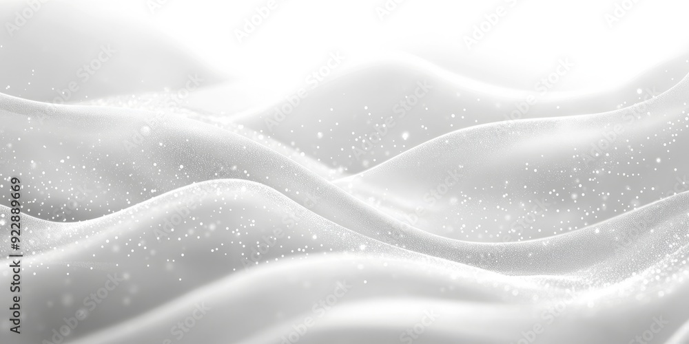 Poster a calming and tranquil abstract representation of soft white waves that are adorned with gentle spar
