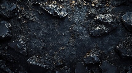 Obraz premium Dark and Rough: A close-up texture of dark, rugged rock, reminiscent of a harsh and unforgiving environment. Its deep, textured surface speaks of resilience, strength, and the raw beauty of nature.