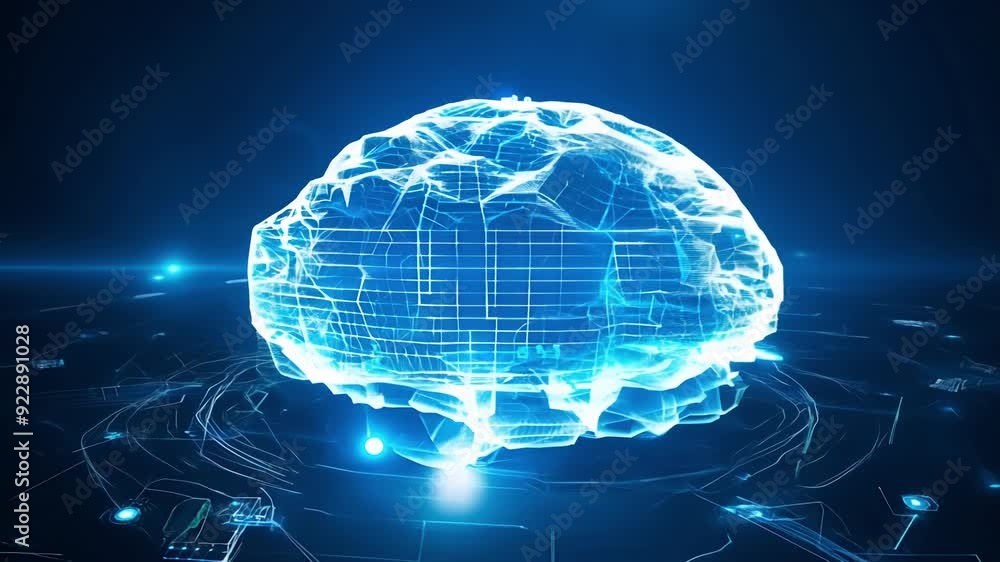 Aufkleber virtual brain simulations illustrate the potential of ai technology in a high-tech environment.