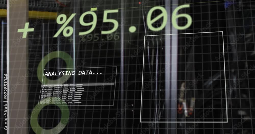 Poster analyzing financial statistics and graphs, person creating data animation in office