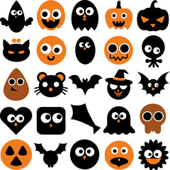 Halloween icons set of Halloween Ghost icon silhouette vector art illustration

