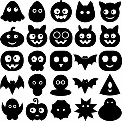 Halloween icons set of Halloween Ghost icon silhouette vector art illustration
