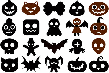Obraz premium Halloween icons set of Halloween Ghost icon silhouette vector art illustration 