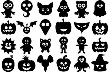 Obraz premium Halloween icons set of Halloween Ghost icon silhouette vector art illustration 