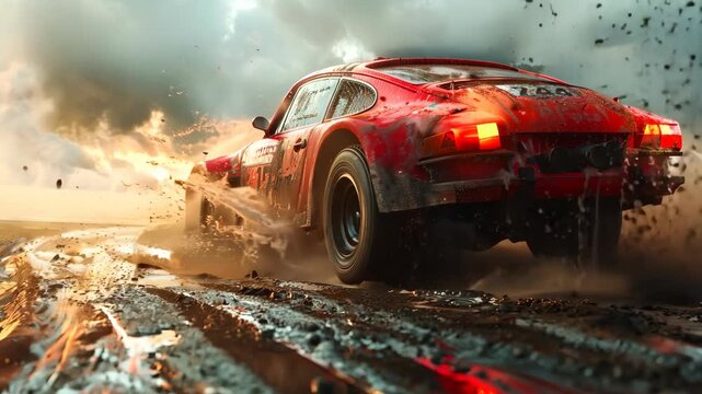 offroad Rally on the track Footage 4K