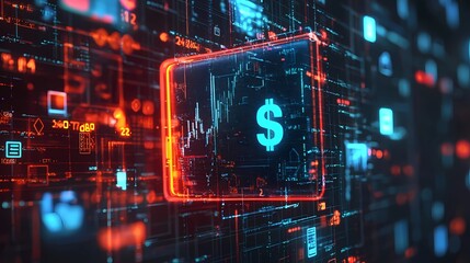Obraz premium Digital currency symbol on futuristic interface