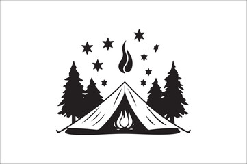 Camping tent silhouette set. Camping Vector illustration design.