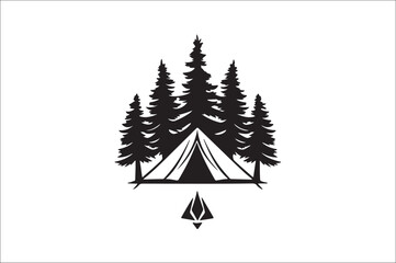 Camping tent silhouette set. Camping Vector illustration design.