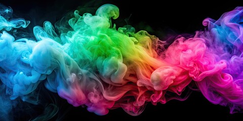 Obraz premium Colorful abstract smoke art in vibrant hues of pink, blue, and green , abstract, colorful, smoke, swirl, artistic