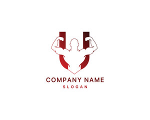 Letter U Gym Logo Fitness Bodybuilding Muscle Illustration