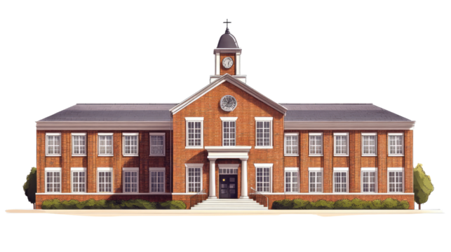 School building transparent background - Powered by Adobe