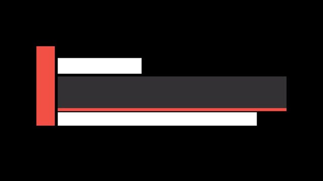Minimalist red lower third animation with alpha channel and green screen background.  Ideal for information graphic overlays, titles, or speaker names in video productions.