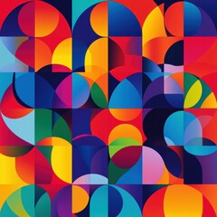 Abstract Geometric Pattern with Vibrant Colors and Circular Shapes.