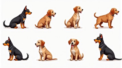 Cute Dog Illustration Collection in Various Poses - Perfect for Pet Lovers, Designs, and Dog-Themed Projects