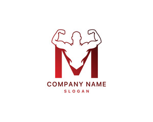 Letter M Gym Logo Fitness Bodybuilding Muscle Illustration