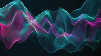 Obraz premium Abstract Background with Flowing Neon Waves in Blue and Pink.