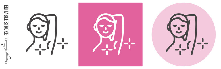 脇ケアのライン・アイコン　[線の編集可能]