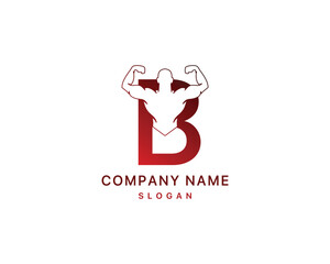 Letter B Gym Logo Fitness Bodybuilding Muscle Illustration